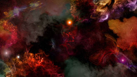 Background of galaxies and nebula illustrationの写真素材