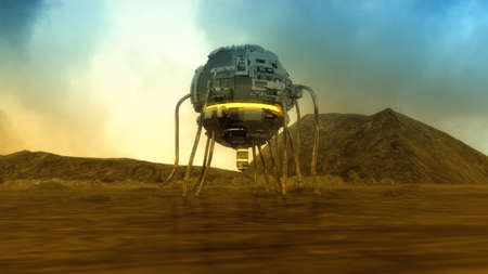 3d render. UFO spaceship conceptの写真素材