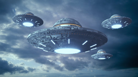 3d render. UFO spaceship concept