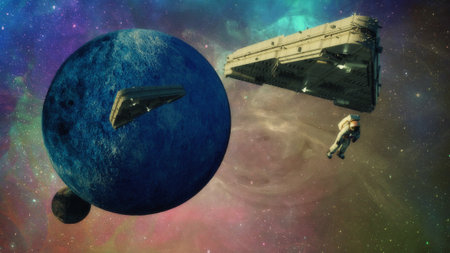 3d render. UFO spaceship conceptの写真素材