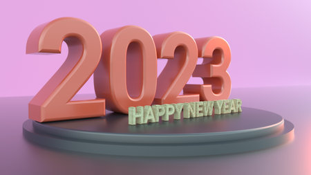 3d render 2023 number new year