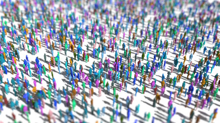 3d render people crowd connectedの写真素材