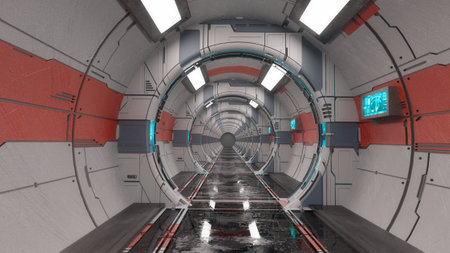 3d render futuristic interior corridor