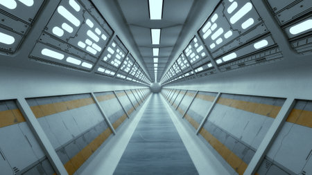 3d render futuristic interior corridorの写真素材