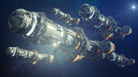 3d render. UFO spaceship alien