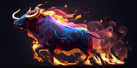 Powerful fighting bull concept. Generative AIの素材