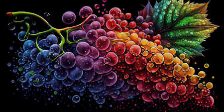 Abstract and colorful background of grapes and wine. Generative AIの素材
