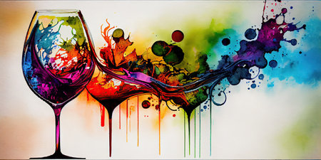 Abstract and colorful background of grapes and wine. Generative AIの素材