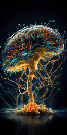 Brain exploding with different colors. Generative AIの素材