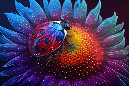 Ladybug on a flower. Generative AIの素材