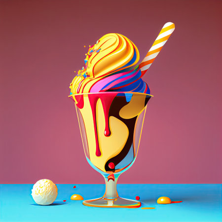 Cup of ice cream in assorted colors. Generative AIの素材