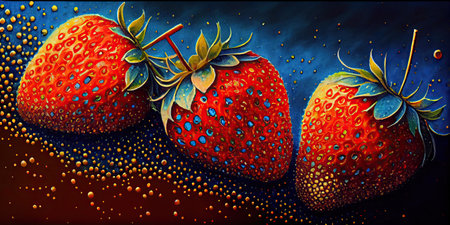 Abstract colorful background with strawberries. Generative AIの素材