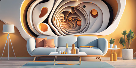 Modern and futuristic decoration with abstract background. Generative AIの素材