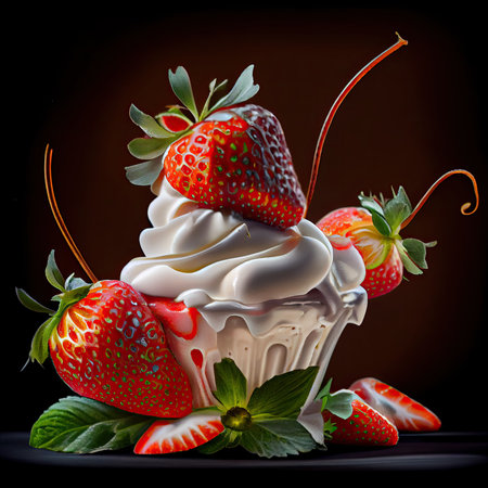 Abstract colorful background with strawberries. Generative AIの素材