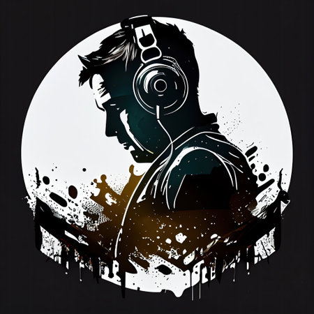 DJ power and color spots. Generative AIの素材