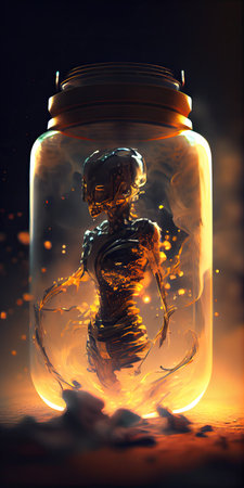 Laboratory jars with different rare specimens. Generative AIの素材