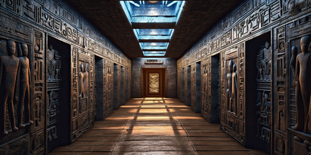 Alien pharaoh on a throne ruling. Generative AIの素材