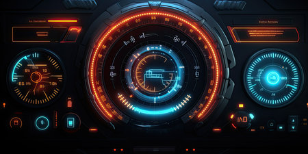 Futuristic HUD screen data hologram. Generative AIの素材