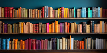 Colorful and modern bookshelf. Generative AIの素材