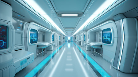 scifi futuristic corridor. Generative AIの素材