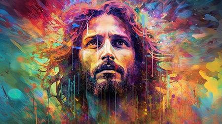Conceptual representation of jesus and god. Generative AIの素材