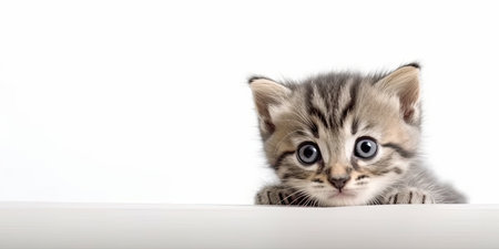 A cat on a white background prepared for copy space. Generative AIの素材