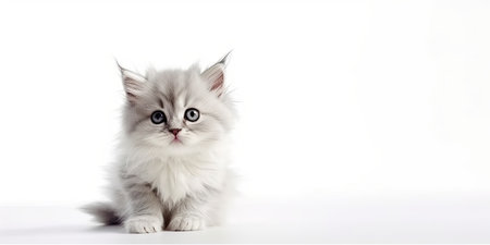 A cat on a white background prepared for copy space. Generative AIの素材