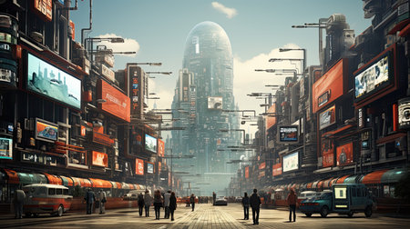 Futuristic city concept and design. Generative AIの素材
