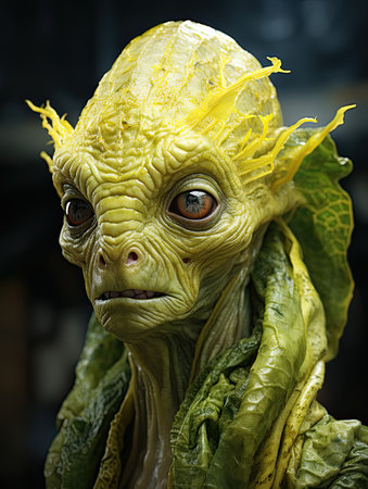 Alien creature in a spaceship. Generative AIの素材