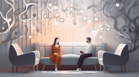 Psychologist doing therapy on the couch. Generative AIの素材