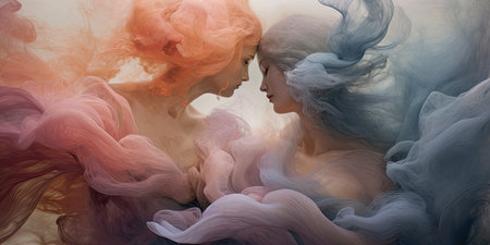 Couple on abstract background for wallpaper. Generative AIの素材