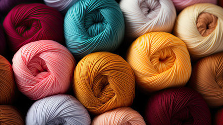 Balls of wool of different colors. Generative AIの素材