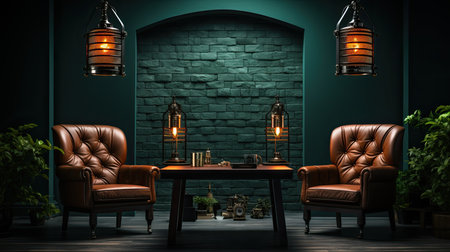 elegant armchairs for interviews and podcasts. Generative AIの素材