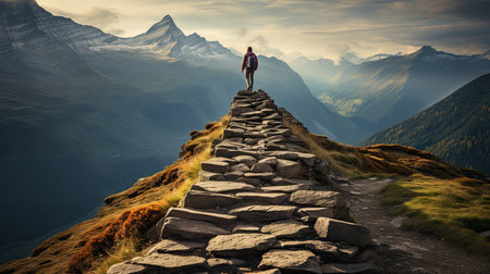 Mountain top and success concept. Generative AIの素材