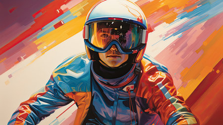 Beautiful woman and retro illustration. Generative AIの素材