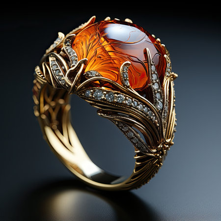 Luxurious ring with agate. Generative AIの素材