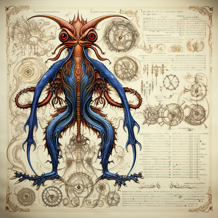 Antique handwritten codex illustration. Generative AIの素材