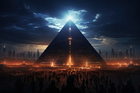 Conceptual design of Egyptian pyramid. Generative AIの素材