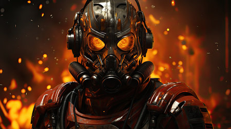 Firefighter robot concept. Generative AIの素材