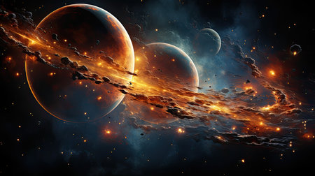 Exoplanet and space background and nebulae. Generative AIの素材