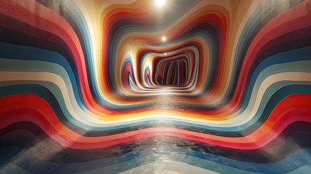 Hypnotic colored hallway. Generative AIの素材