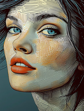 Illustration based on lines of a girl. Generative AIの素材