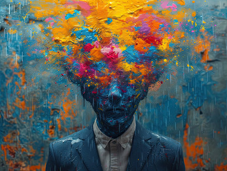 Head with stress exploding. Generative AIの素材