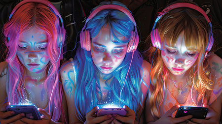 Adolescents and mobile phone addiction. Generative AIの素材
