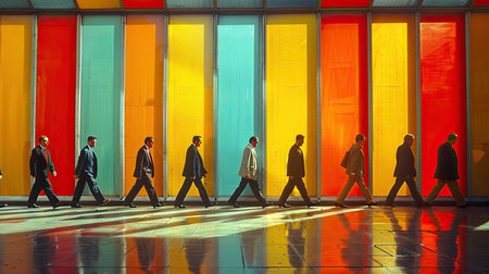 People walking. Abstract and colorful background. Generative AIの素材