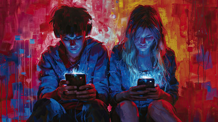 Adolescents and mobile phone addiction. Generative AIの素材