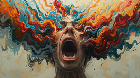 Concept of stress and anxiety. Generative AIの素材