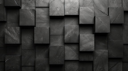 Abstract geometric black tiles, minimalist design. Generative AIの素材