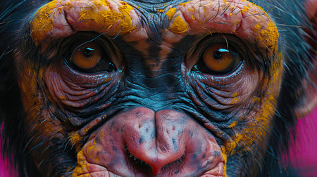 Captivating close-up of a soulful orangutan. Generative AIの素材