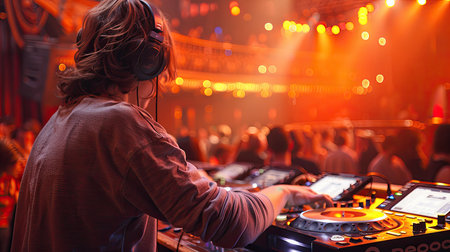 DJ ignites the crowd with beats. Generative AIの素材